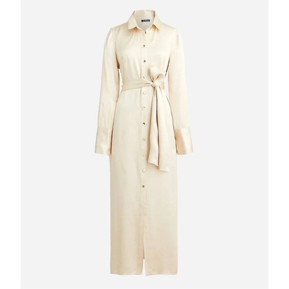 J.Crew Drapey Shirt Dress In Luster Crepe Gold Size 8